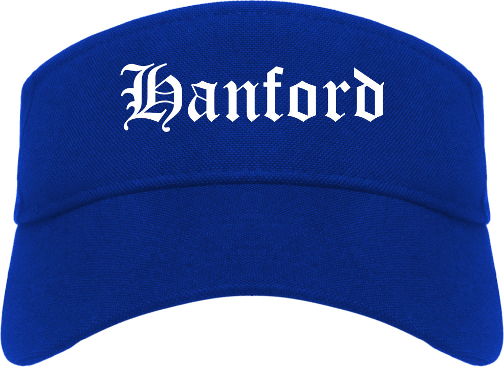 Hanford California CA Old English Mens Visor Cap Hat Royal Blue