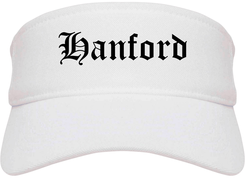 Hanford California CA Old English Mens Visor Cap Hat White