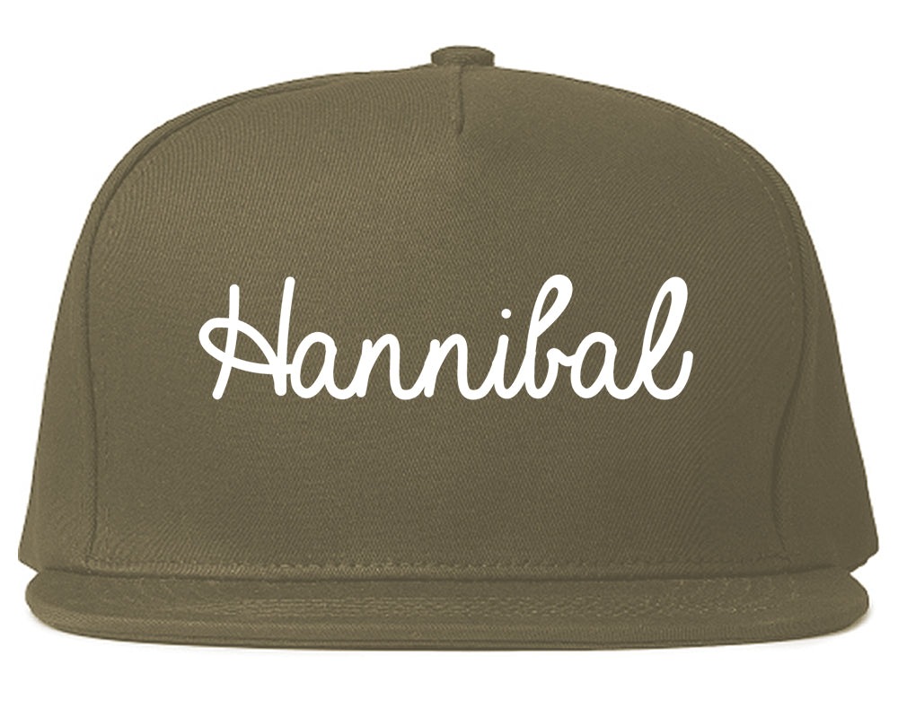 Hannibal Missouri MO Script Mens Snapback Hat Grey