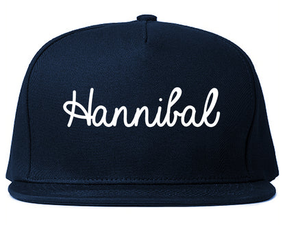 Hannibal Missouri MO Script Mens Snapback Hat Navy Blue