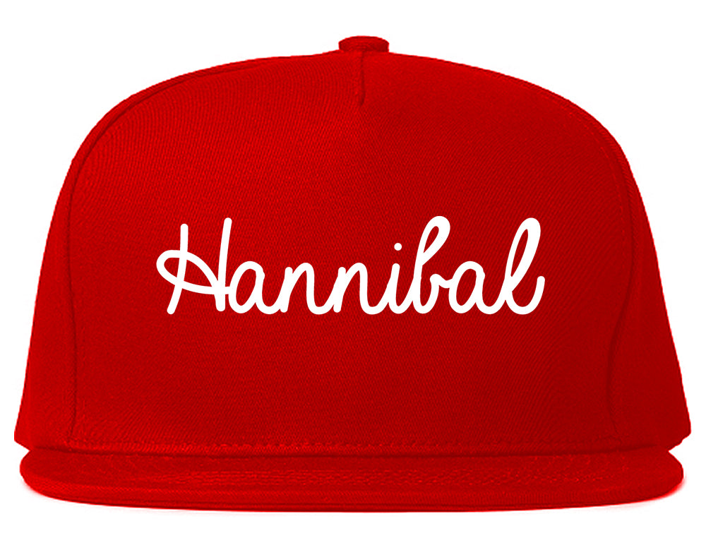Hannibal Missouri MO Script Mens Snapback Hat Red