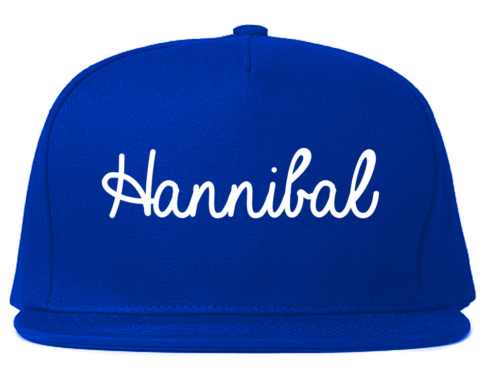 Hannibal Missouri MO Script Mens Snapback Hat Royal Blue