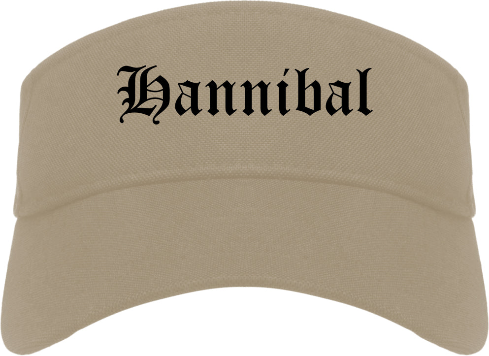Hannibal Missouri MO Old English Mens Visor Cap Hat Khaki