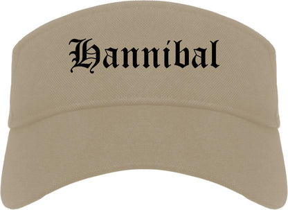 Hannibal Missouri MO Old English Mens Visor Cap Hat Khaki