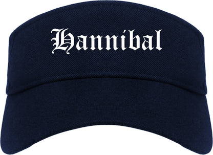 Hannibal Missouri MO Old English Mens Visor Cap Hat Navy Blue
