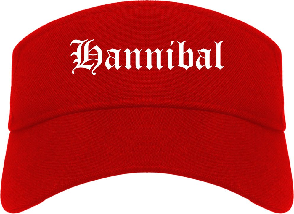 Hannibal Missouri MO Old English Mens Visor Cap Hat Red