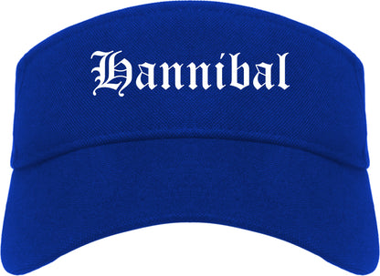 Hannibal Missouri MO Old English Mens Visor Cap Hat Royal Blue