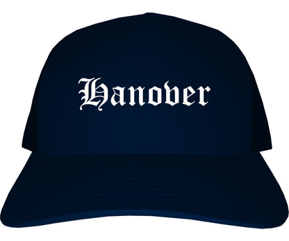 Hanover Pennsylvania PA Old English Mens Trucker Hat Cap Navy Blue