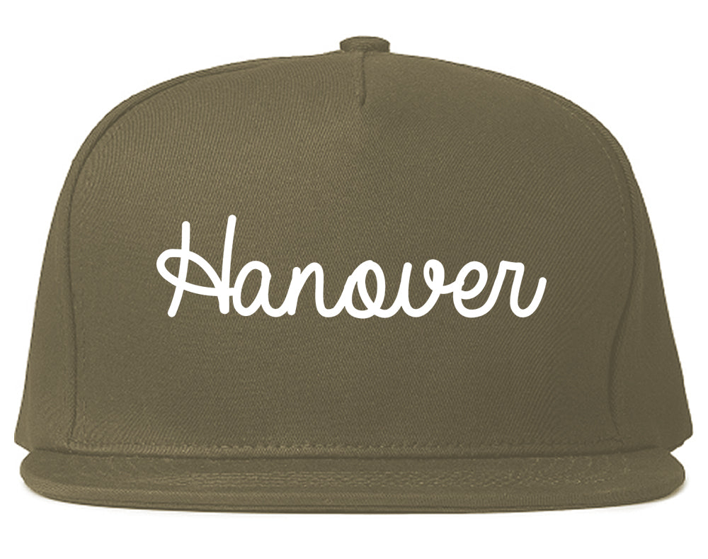 Hanover Pennsylvania PA Script Mens Snapback Hat Grey