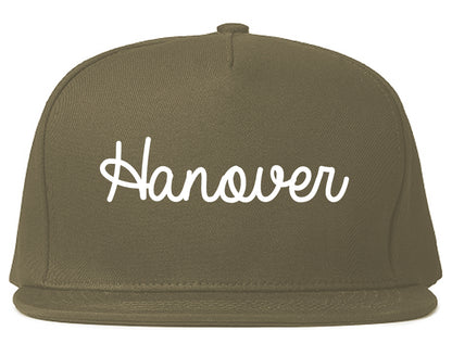 Hanover Pennsylvania PA Script Mens Snapback Hat Grey