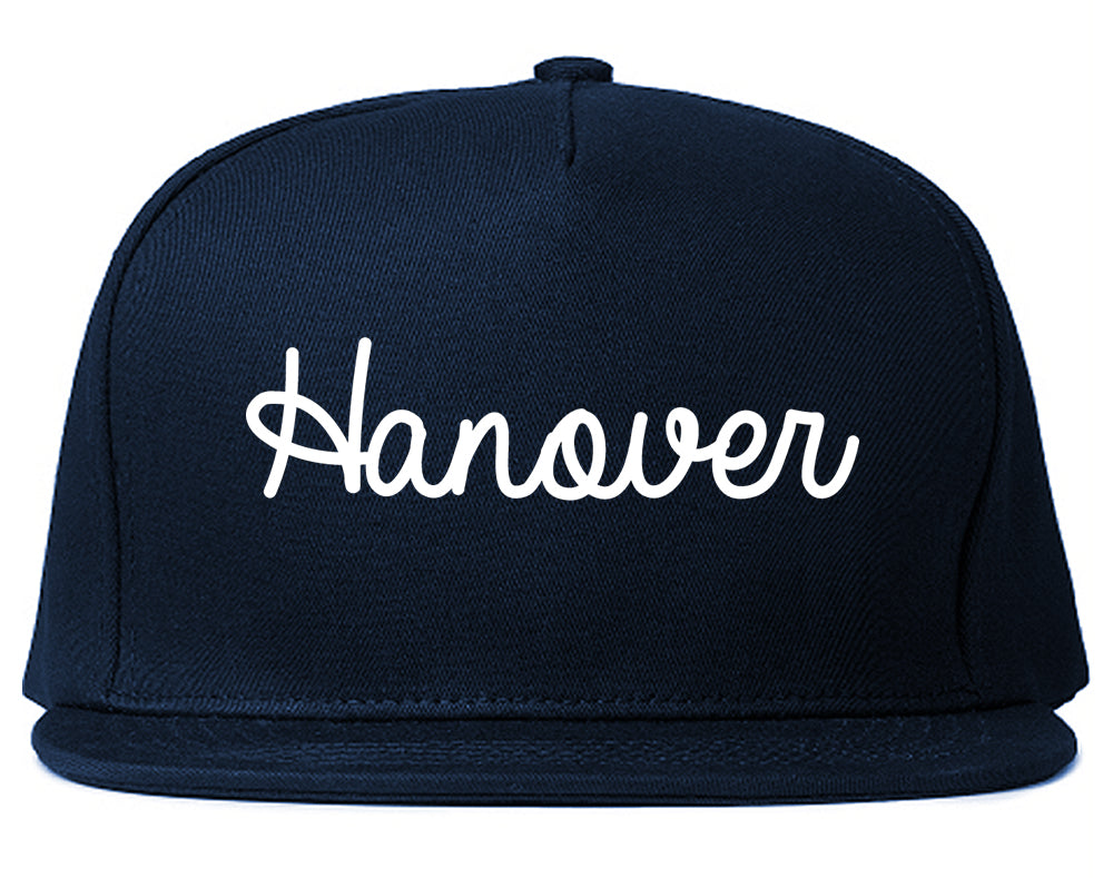 Hanover Pennsylvania PA Script Mens Snapback Hat Navy Blue