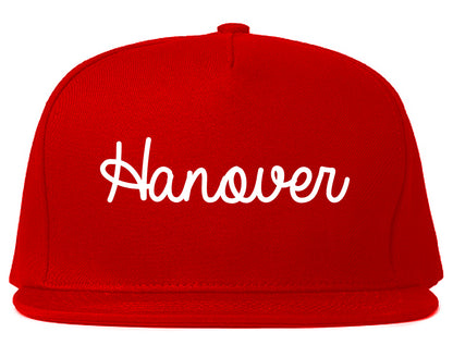 Hanover Pennsylvania PA Script Mens Snapback Hat Red