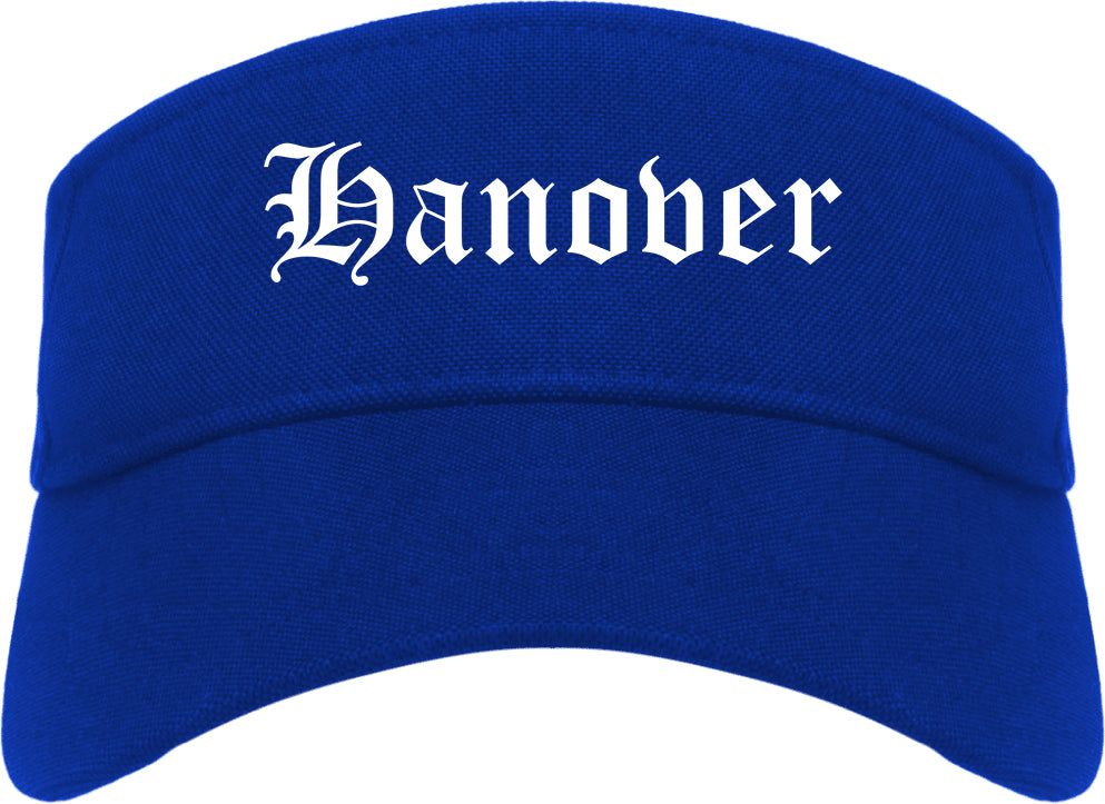 Hanover Pennsylvania PA Old English Mens Visor Cap Hat Royal Blue