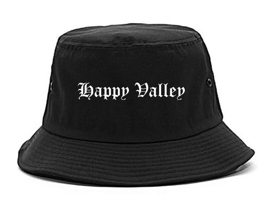 Happy Valley Oregon OR Old English Mens Bucket Hat Black