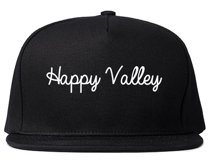 Happy Valley Oregon OR Script Mens Snapback Hat Black