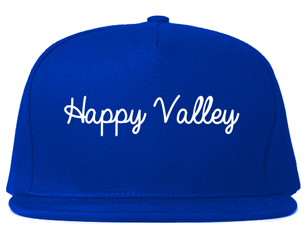 Happy Valley Oregon OR Script Mens Snapback Hat Royal Blue