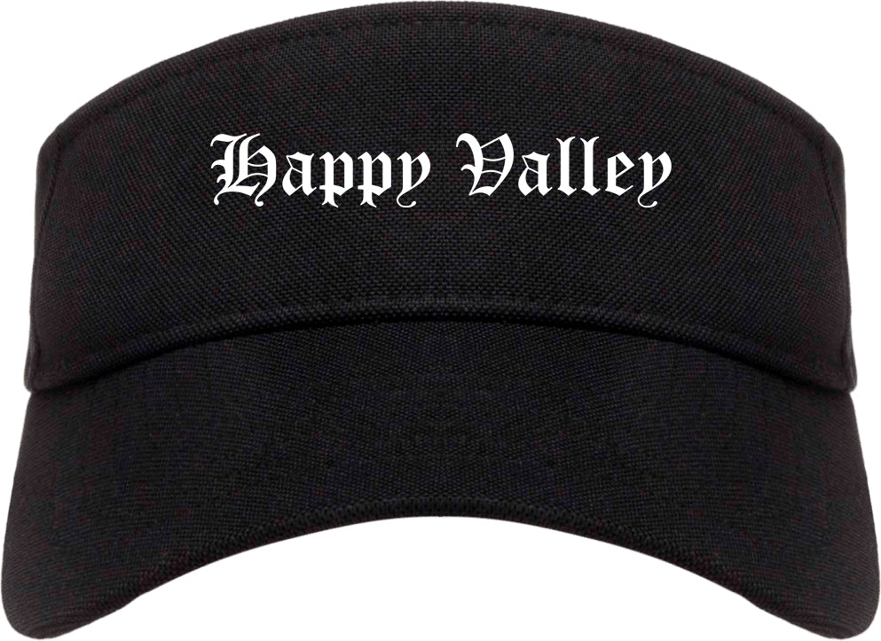 Happy Valley Oregon OR Old English Mens Visor Cap Hat Black