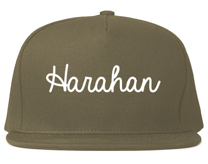Harahan Louisiana LA Script Mens Snapback Hat Grey