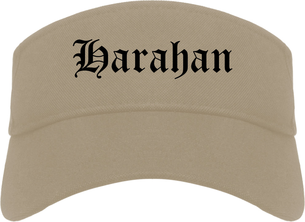 Harahan Louisiana LA Old English Mens Visor Cap Hat Khaki