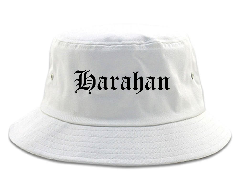 Harahan Louisiana LA Old English Mens Bucket Hat White