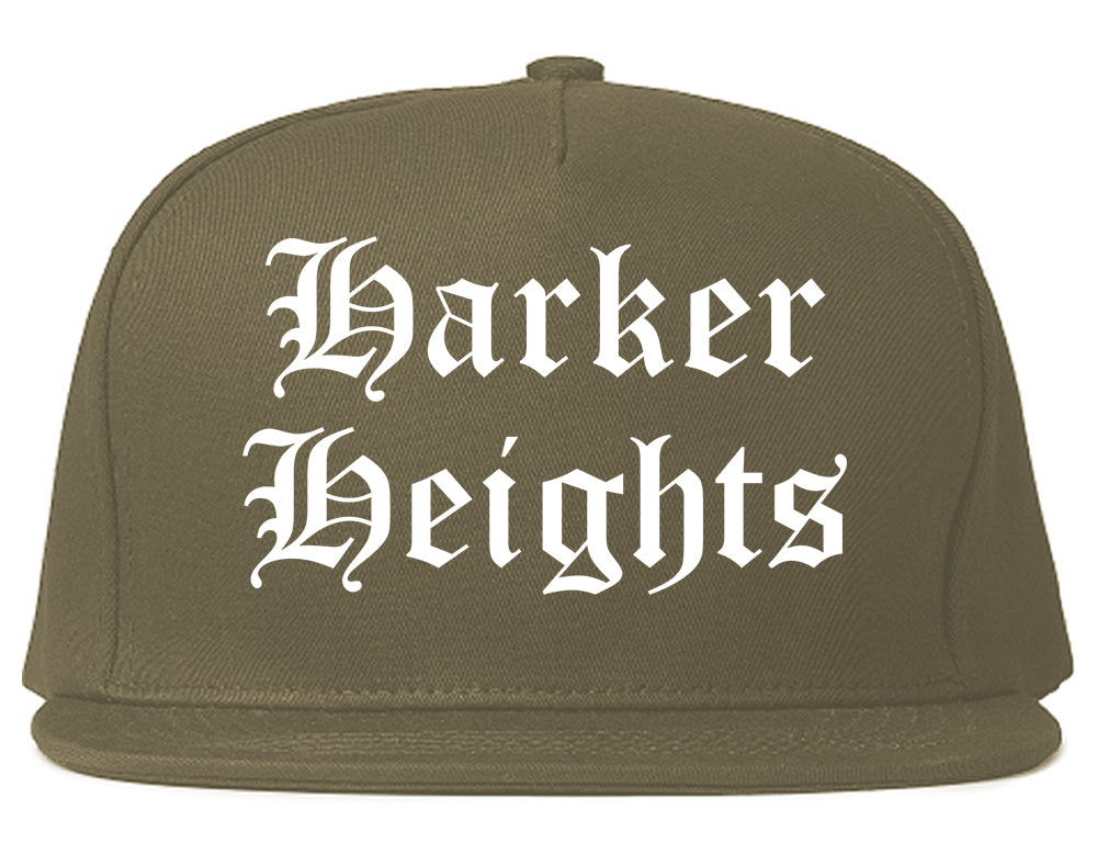 Harker Heights Texas TX Old English Mens Snapback Hat Grey