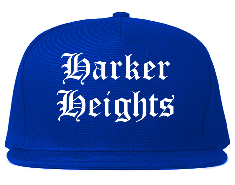 Harker Heights Texas TX Old English Mens Snapback Hat Royal Blue
