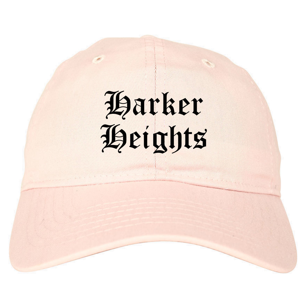Harker Heights Texas TX Old English Mens Dad Hat Baseball Cap Pink