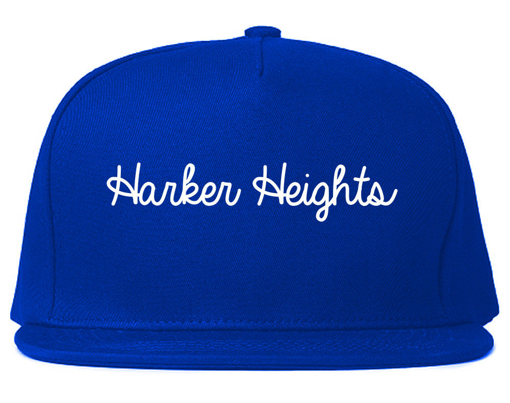 Harker Heights Texas TX Script Mens Snapback Hat Royal Blue