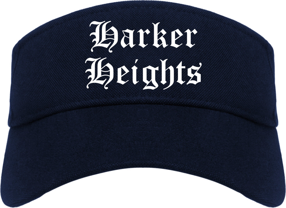 Harker Heights Texas TX Old English Mens Visor Cap Hat Navy Blue