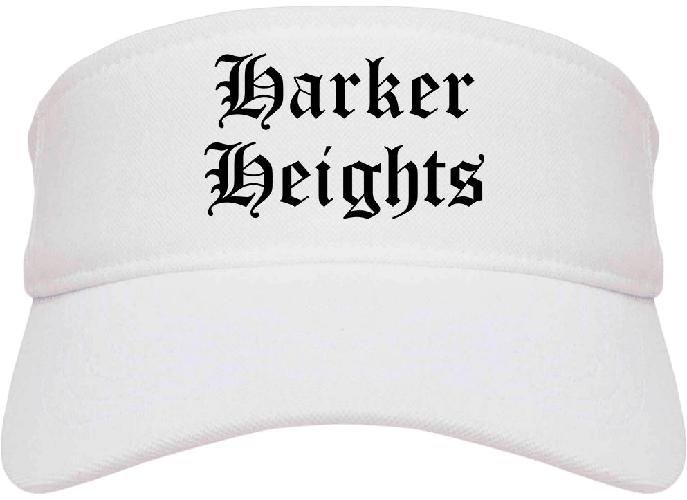 Harker Heights Texas TX Old English Mens Visor Cap Hat White