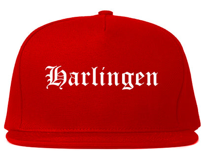 Harlingen Texas TX Old English Mens Snapback Hat Red