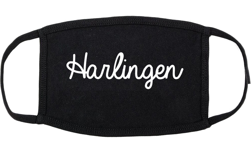 Harlingen Texas TX Script Cotton Face Mask Black