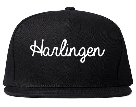 Harlingen Texas TX Script Mens Snapback Hat Black