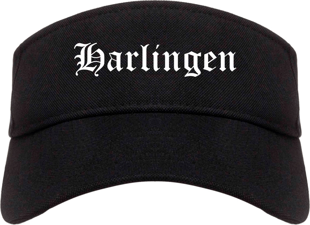 Harlingen Texas TX Old English Mens Visor Cap Hat Black