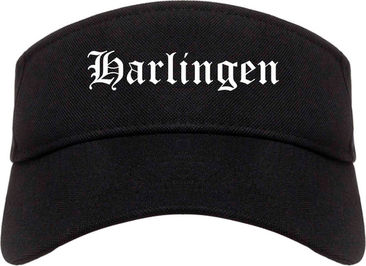 Harlingen Texas TX Old English Mens Visor Cap Hat Black