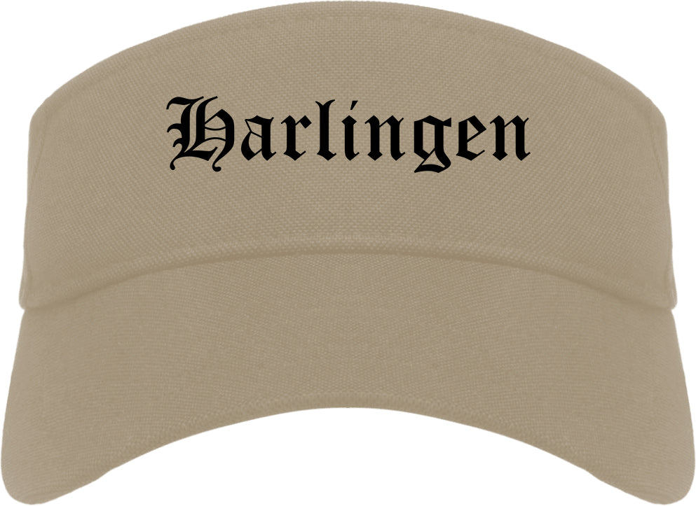 Harlingen Texas TX Old English Mens Visor Cap Hat Khaki