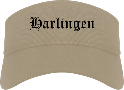 Harlingen Texas TX Old English Mens Visor Cap Hat Khaki