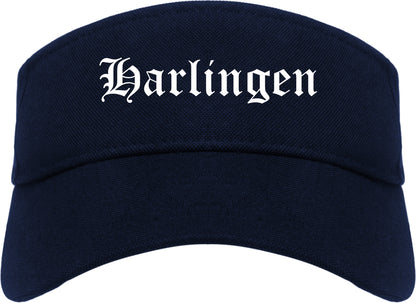 Harlingen Texas TX Old English Mens Visor Cap Hat Navy Blue