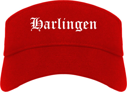 Harlingen Texas TX Old English Mens Visor Cap Hat Red