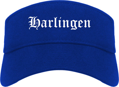Harlingen Texas TX Old English Mens Visor Cap Hat Royal Blue