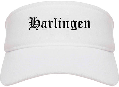 Harlingen Texas TX Old English Mens Visor Cap Hat White