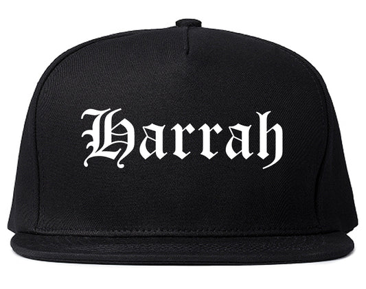 Harrah Oklahoma OK Old English Mens Snapback Hat Black