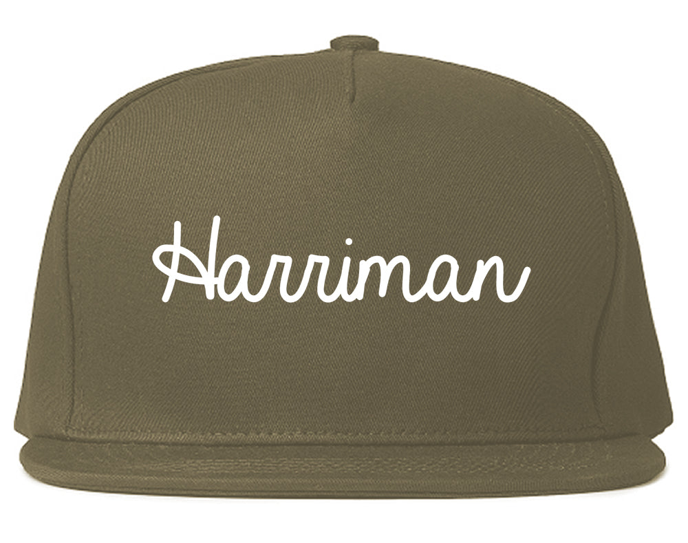 Harriman Tennessee TN Script Mens Snapback Hat Grey