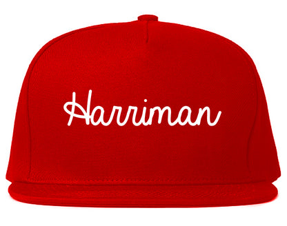 Harriman Tennessee TN Script Mens Snapback Hat Red
