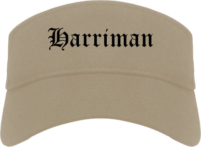 Harriman Tennessee TN Old English Mens Visor Cap Hat Khaki