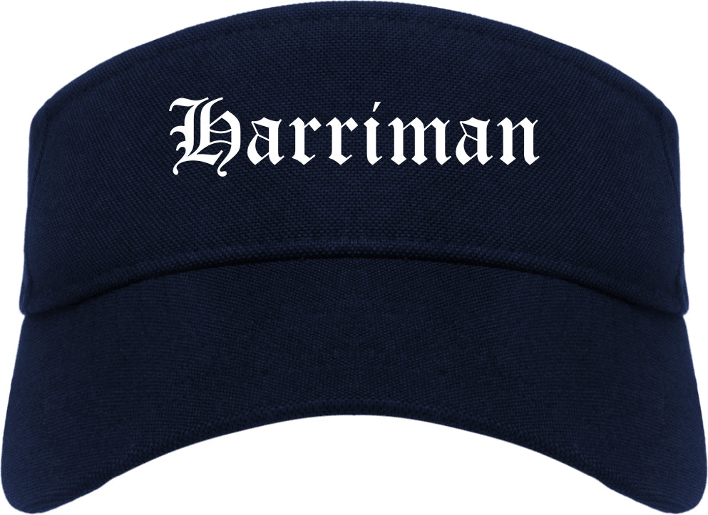 Harriman Tennessee TN Old English Mens Visor Cap Hat Navy Blue