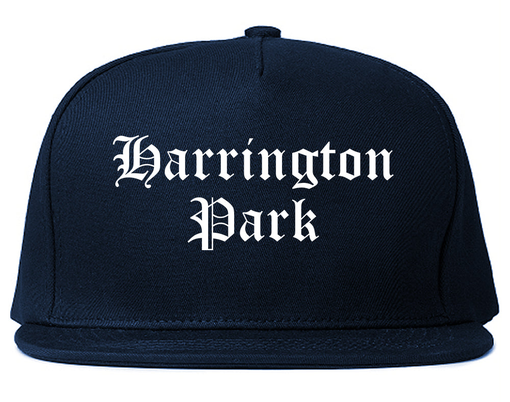 Harrington Park New Jersey NJ Old English Mens Snapback Hat Navy Blue