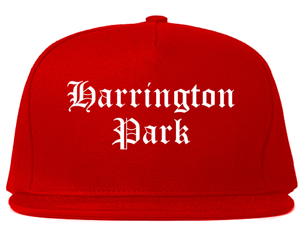 Harrington Park New Jersey NJ Old English Mens Snapback Hat Red