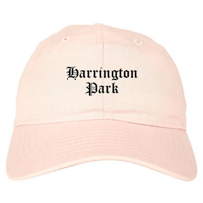 Harrington Park New Jersey NJ Old English Mens Dad Hat Baseball Cap Pink