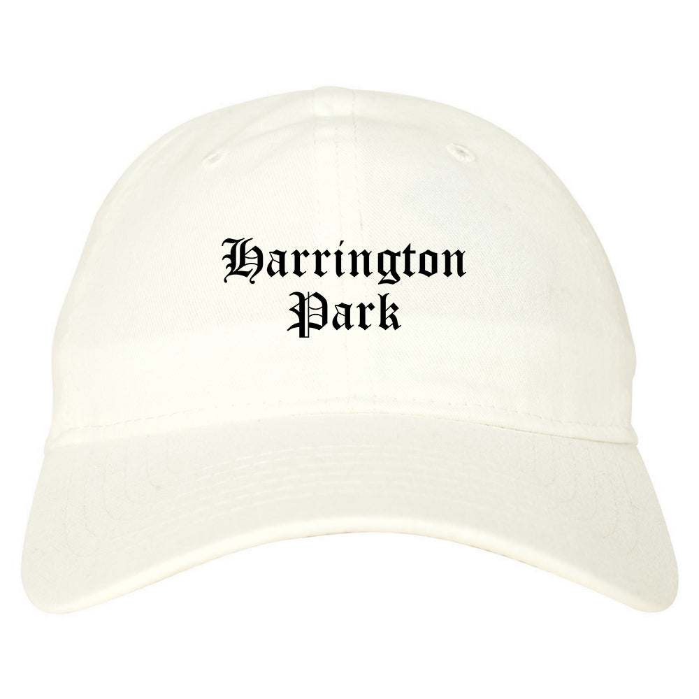 Harrington Park New Jersey NJ Old English Mens Dad Hat Baseball Cap White